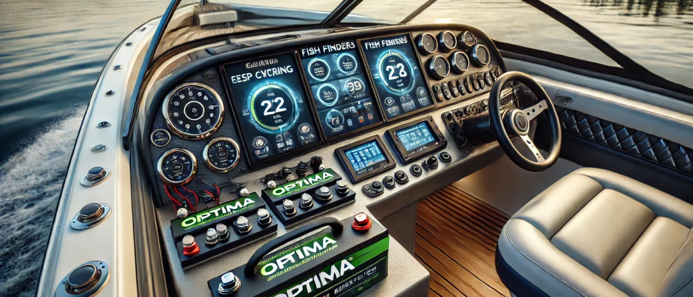 A boat equipped with modern electronics, powered by Optima batteries