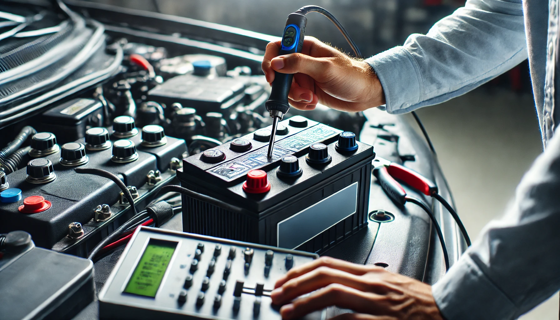 Marine Battery Being Tested with Diagnostic Equipment