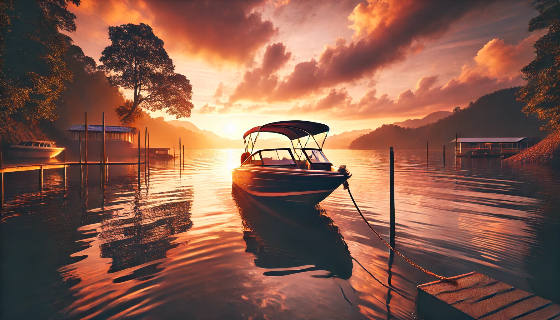 Boat-Docked-at-Sunset