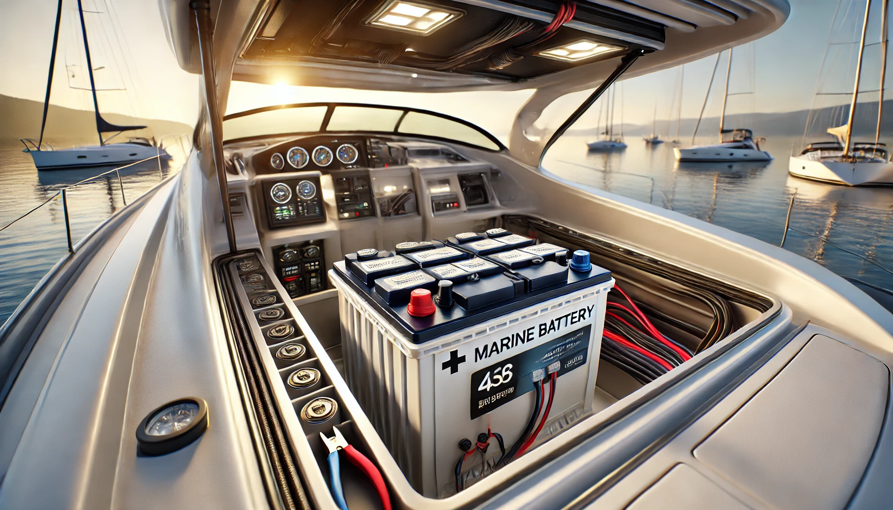 marine-battery-installed-in-a-boat’s-battery-compartment